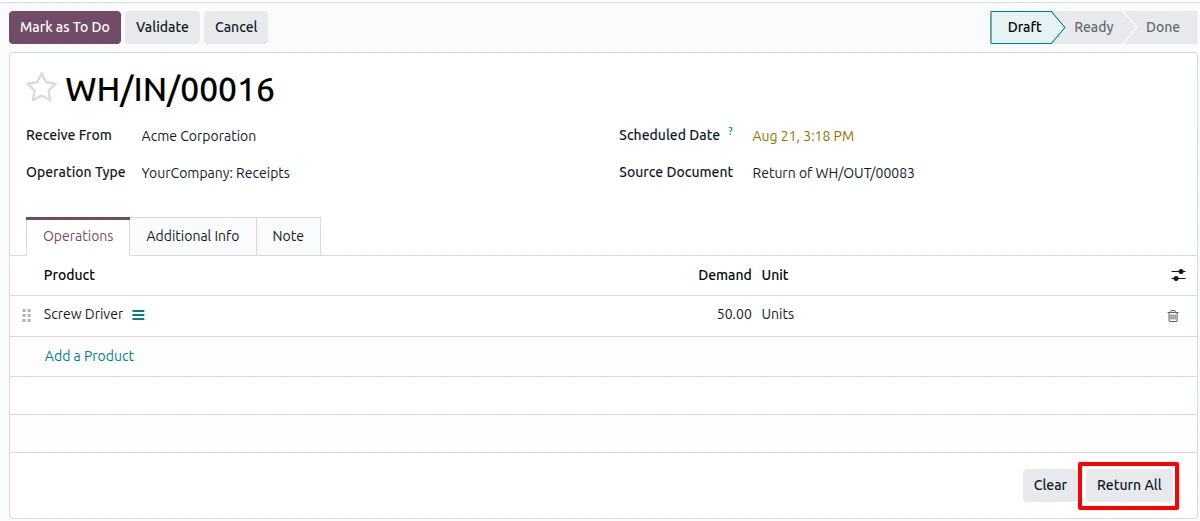 Odoo 20 customer return management through the online portal