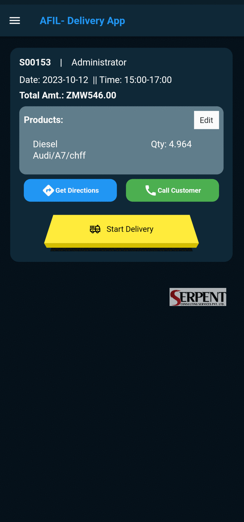 SerpentCS Fuel Delivery Mobile App Driver panel SerpentCS Fuel Delivery Mobile App Driver panel
